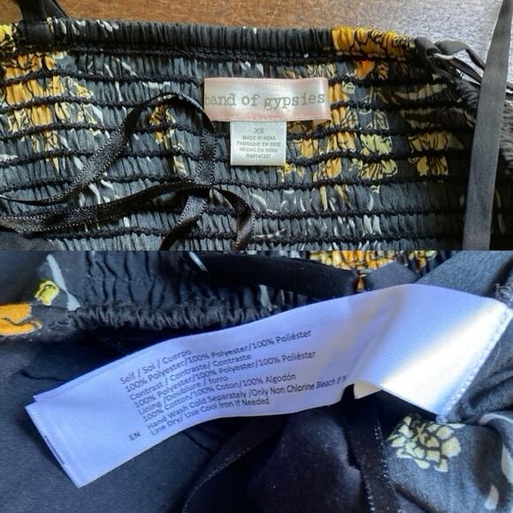 Band of Gypsies Floral Bustier Jumpsuit – Black/Yellow, Size XS - Picture 8 of 8